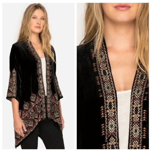Johnny Was S Aspen Drape Velvet Cardigan - Picture 3 of 9